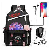 Stranger Things Hellfire Club Backpack USB Charging Backpack Student