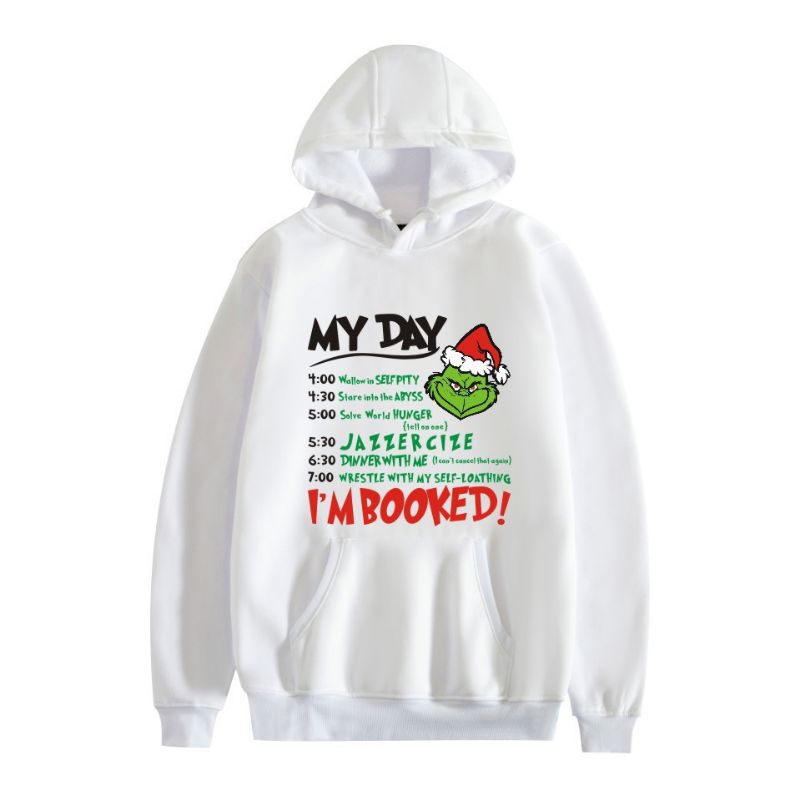 Grinch Hoodie Green Fur Weird Christmas Letter Hooded Men And Women