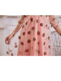 Pink Long Sleeve Strawberry Dress Cottagecore Midi Dress Prom Dress Aesthetic Fairycore Dress Princess Gown