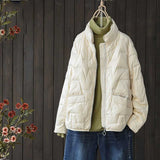 Women Winter Coats Puffer Jacket down Coat Winter Loose Zip Stand Collar Lightweight White Duck down Coat