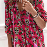 Skull Dress Skull Print Long Sleeve Big Hem Dress