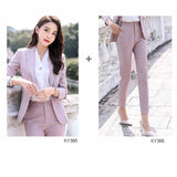 Women Autumn Uniform Designs Formal Style Office Lady Bussiness Attire Work Suit Pink Business Suit