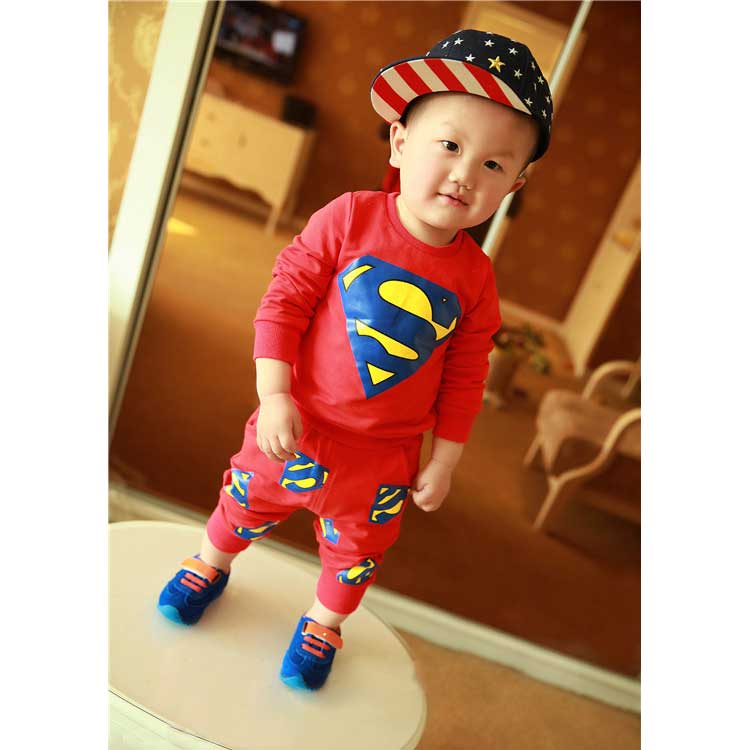 Children Boy Co Ord Spring and Autumn Long Sleeve Printed T-shirt 2 Piece Set