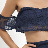 Women Lace Wedding Dress Beach Dress Tube Top Backless Two-Piece Set