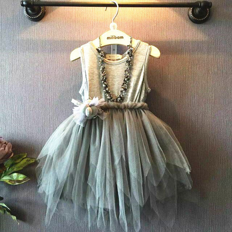 Girl Dress Summer Lace Princess Dress Children Sleeveless Vest Dress