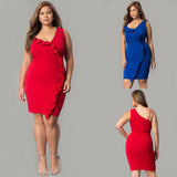 Formal Dresses & Gowns Lotus Leaf Solid Color Slant Shoulder Dress Sexy Dress