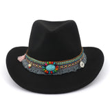 Cowgirl Hats Woolen Western Cowboy Top Hat Minority Ethnic Style Men Women Couples' Cap