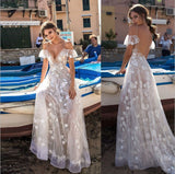 Women Lace Wedding Dress Sexy V-neck Strap Dress Long Dress Evening Gown