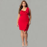 Formal Dresses & Gowns Lotus Leaf Solid Color Slant Shoulder Dress Sexy Dress