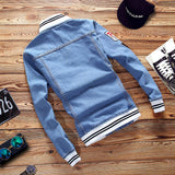 Denim Varsity Jacket Men's Coat Spring and Autumn Denim Jacket Men's Stand Collar Top Men's Baseball Clothing