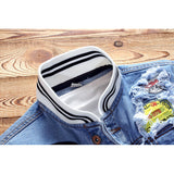 Denim Varsity Jacket Men's Coat Spring and Autumn Denim Jacket Men's Stand Collar Top Men's Baseball Clothing