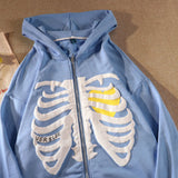 Skeleton Varsity Jacket Sweater Zipper Fleece Clothes