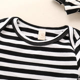 Knotted Baby Gown Children's Black and White Striped One-Piece Sleeping Bag Scarf Two-Piece Set