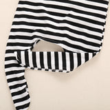 Knotted Baby Gown Children's Black and White Striped One-Piece Sleeping Bag Scarf Two-Piece Set