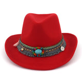 Cowgirl Hats Woolen Western Cowboy Top Hat Minority Ethnic Style Men Women Couples' Cap
