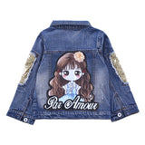 Children Girl Embellish Denim Jacket Autumn Top Baby Clothes