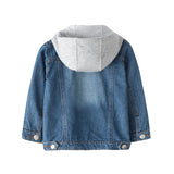 Children Boy Co Ord Spring and Autumn Children's Washed Denim Jacket Hooded Top