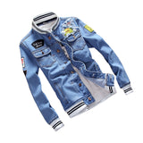 Denim Varsity Jacket Men's Coat Spring and Autumn Denim Jacket Men's Stand Collar Top Men's Baseball Clothing