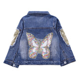 Children Girl Embellish Denim Jacket Autumn Top Baby Clothes