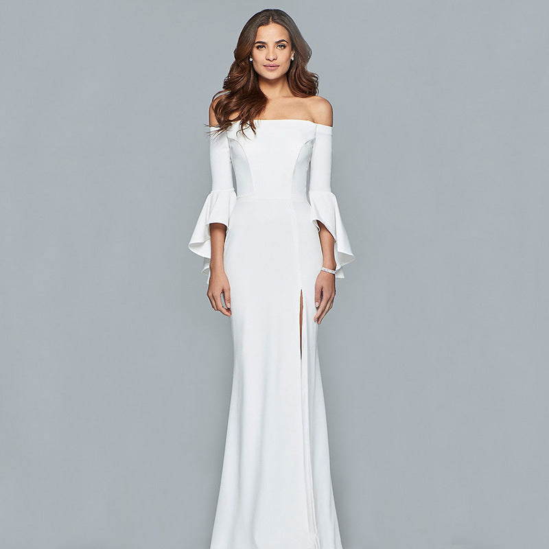 Formal Dresses & Gowns Evening Long Dress Sexy off-Neck Split Women's Dress