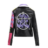 Punk Rock Jacket Motorcycle Clothing Leather Coat for Women
