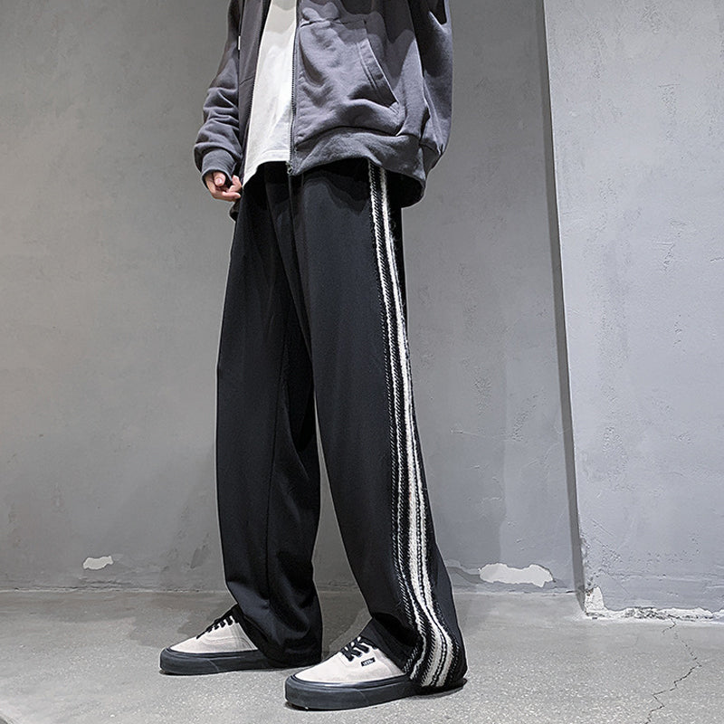 Kanye West Sunday Service Pant Knitted Edge Striped Loose Wide-Leg Straight Pants