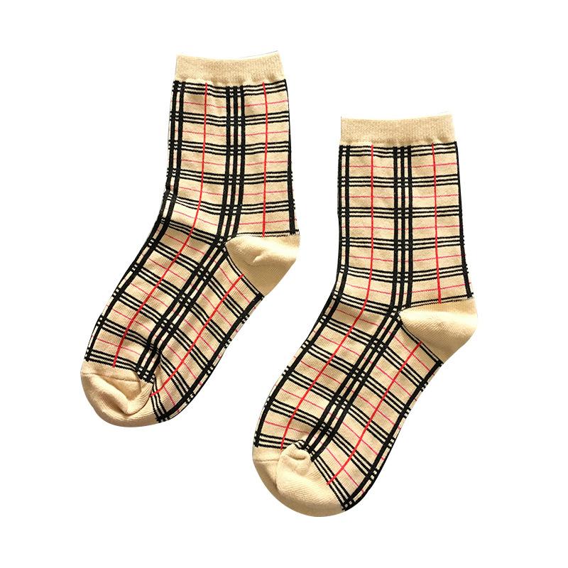 Retro Plaid Cotton Comfortable Breathable Socks