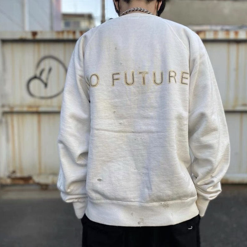 Saint Michael Hoodie Vintage Distressed Skull Angel round Neck Sweater