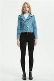 Leather Biker Coat Gothic Leather Jacket Women Pu Jackets Short Spring and Autumn Turn-down Collar Coat Top with Belt