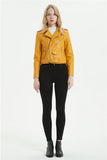 Leather Biker Coat Gothic Leather Jacket Women Pu Jackets Short Spring and Autumn Turn-down Collar Coat Top with Belt