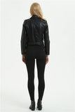 Leather Biker Coat Gothic Leather Jacket Women Pu Jackets Short Spring and Autumn Turn-down Collar Coat Top with Belt