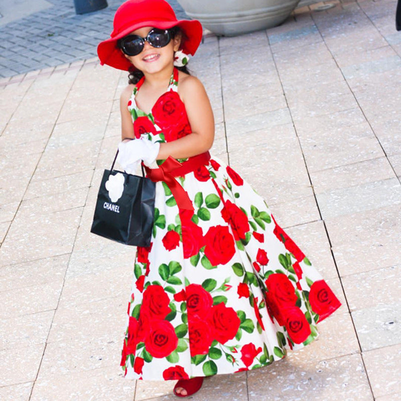 Girl Dress Fashion Rose Long Dress