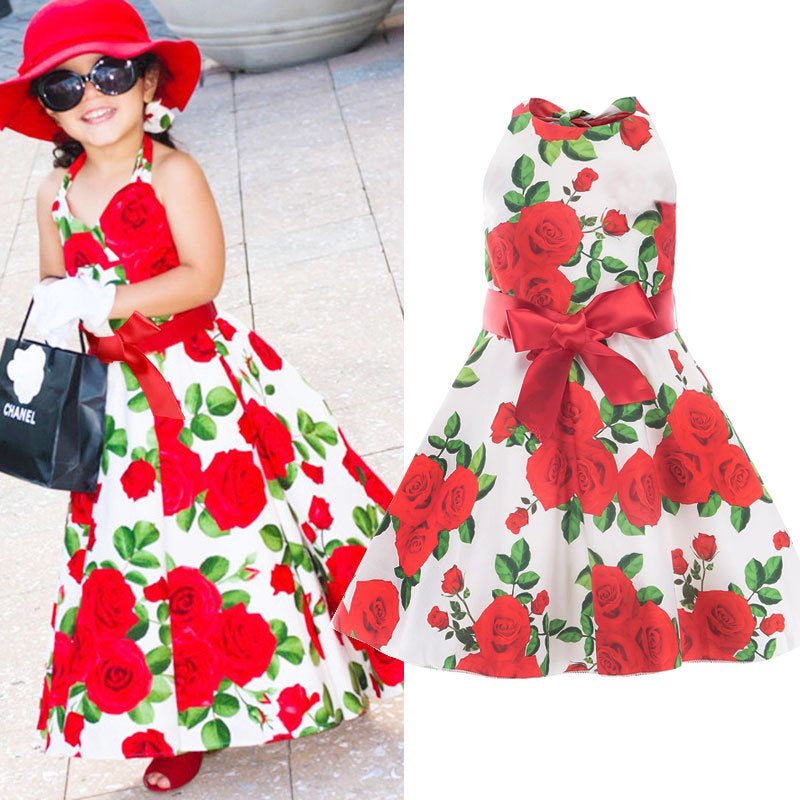 Girl Dress Fashion Rose Long Dress