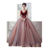 Women's Evening Dress Ball Gown Princess Quinceanera Wedding Dresses Host Costume Solo Gown Long Slimming Dress