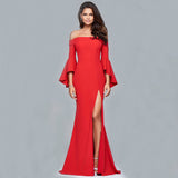 Formal Dresses & Gowns Evening Long Dress Sexy off-Neck Split Women's Dress