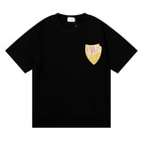 Rhude T Shirt Shield Print Hip Hop Men and Women Couple Casual