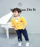 Children Boy Co Ord Coat T-shirt Pants 3 Piece Set