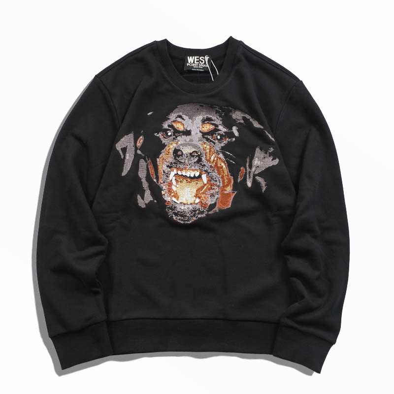 GVC Hoodie High Density Embroidery Dog Head Sweater Loose Couple