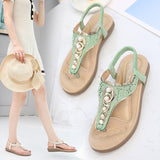 Flat Dress Sandals Pearl Fashion Round Toe Summer Large Size Sandals