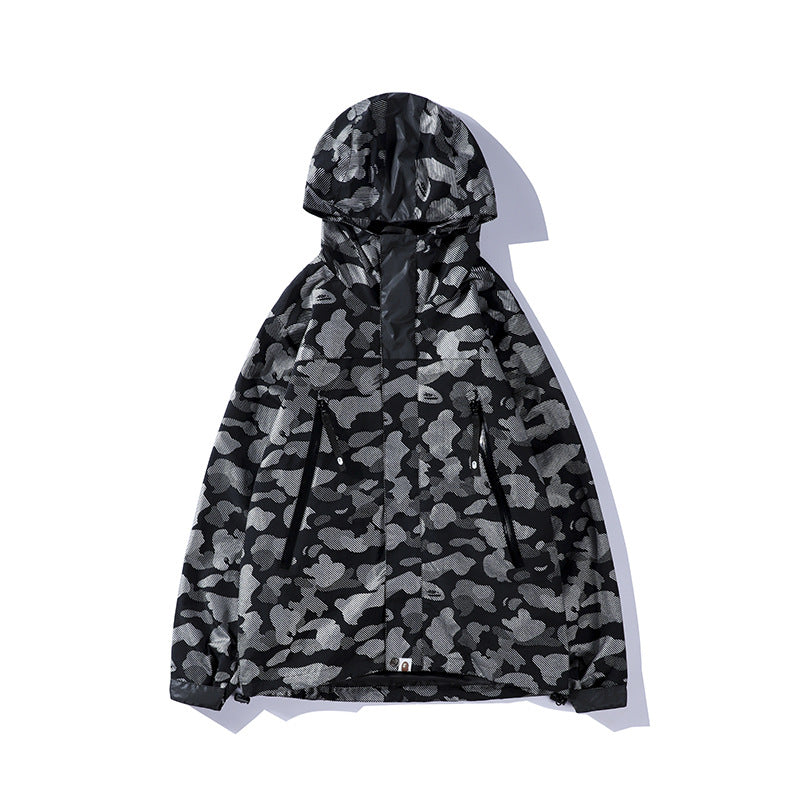 Bape Military Jacket Men'S Camouflage Casual Loose-Fitting Hoodie Jacket