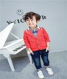 Children Boy Co Ord Fashion Cartoon House Coat Shirt Jeans 3 Piece Set