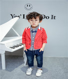 Children Boy Co Ord Fashion Cartoon House Coat Shirt Jeans 3 Piece Set