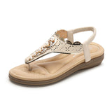 Flat Dress Sandals Pearl Fashion Round Toe Summer Large Size Sandals