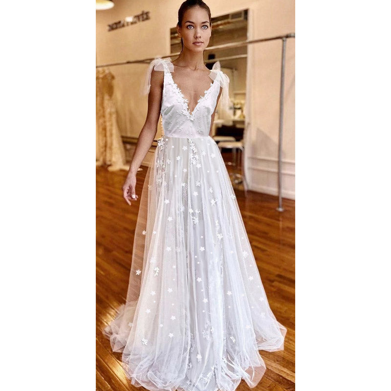 Women Lace Wedding Dress Autumn and Winter Wedding Dress Sexy Backless Bridesmaid Dress