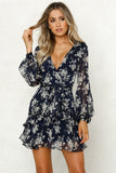 Emery Rose Dresses Autumn Fashion Flower Print Long Sleeve Dress