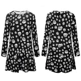 Skull Dress Christmas Popular Skull Print Long Sleeve Dress