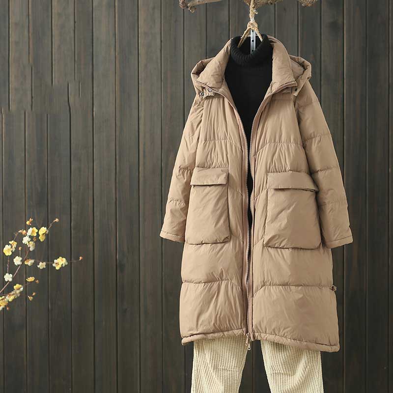 Women Winter Coats Puffer Jacket down Coat Mid-Length Detachable Hooded Pocket down Jacket Warm Jacket