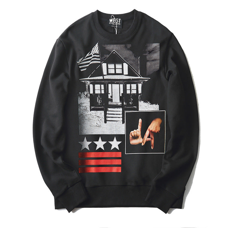GVC Hoodie Autumn Winter Cotton round Neck Print Sweatshirt Loose Couple