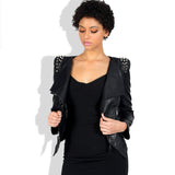 Leather Biker Coat Gothic Leather Jacket Women Pu Jackets Leather Coat Women Jacket plus Size Slim Fit Rivet Punk Jacket