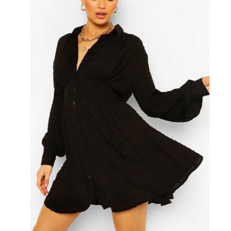 Women Fall Fall Jacquard Slim-Fit Waist Dress Single-Breasted Pleated Skirt